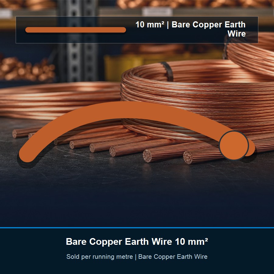 Bare Copper Earth Wire 10 mm² - Per Metre