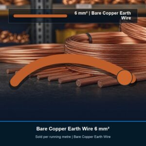 Bare Copper Earth Wire 6 mm² - Per Metre