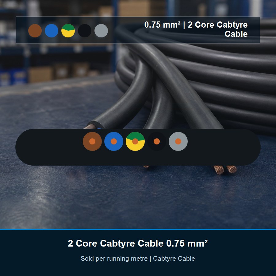 Cabtyre Cable 2 Core 0.75 mm² - Per Metre