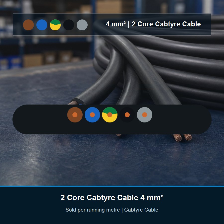Cabtyre Cable 2 Core 4 mm² - Per Metre