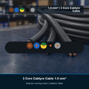 Cabtyre Cable 3 Core 1.0 mm² - Per Metre
