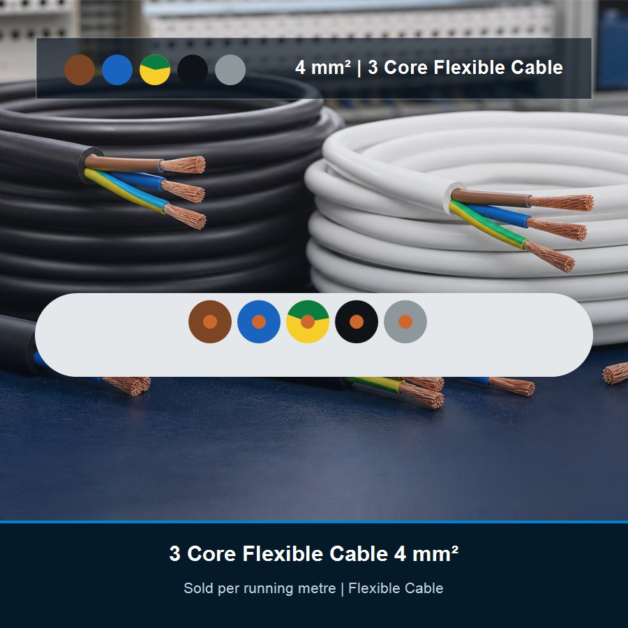 Flexible Cable 3 Core 4 mm² - Per Metre