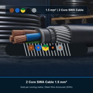 SWA Armoured Cable 2 Core 1.5 mm² - Per Metre