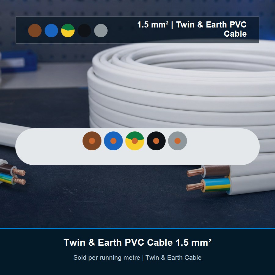 Twin & Earth Cable 1.5 mm² - Per Metre